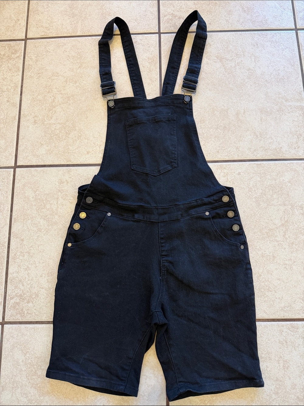 Boohoo Mens Black Denim Short Overalls